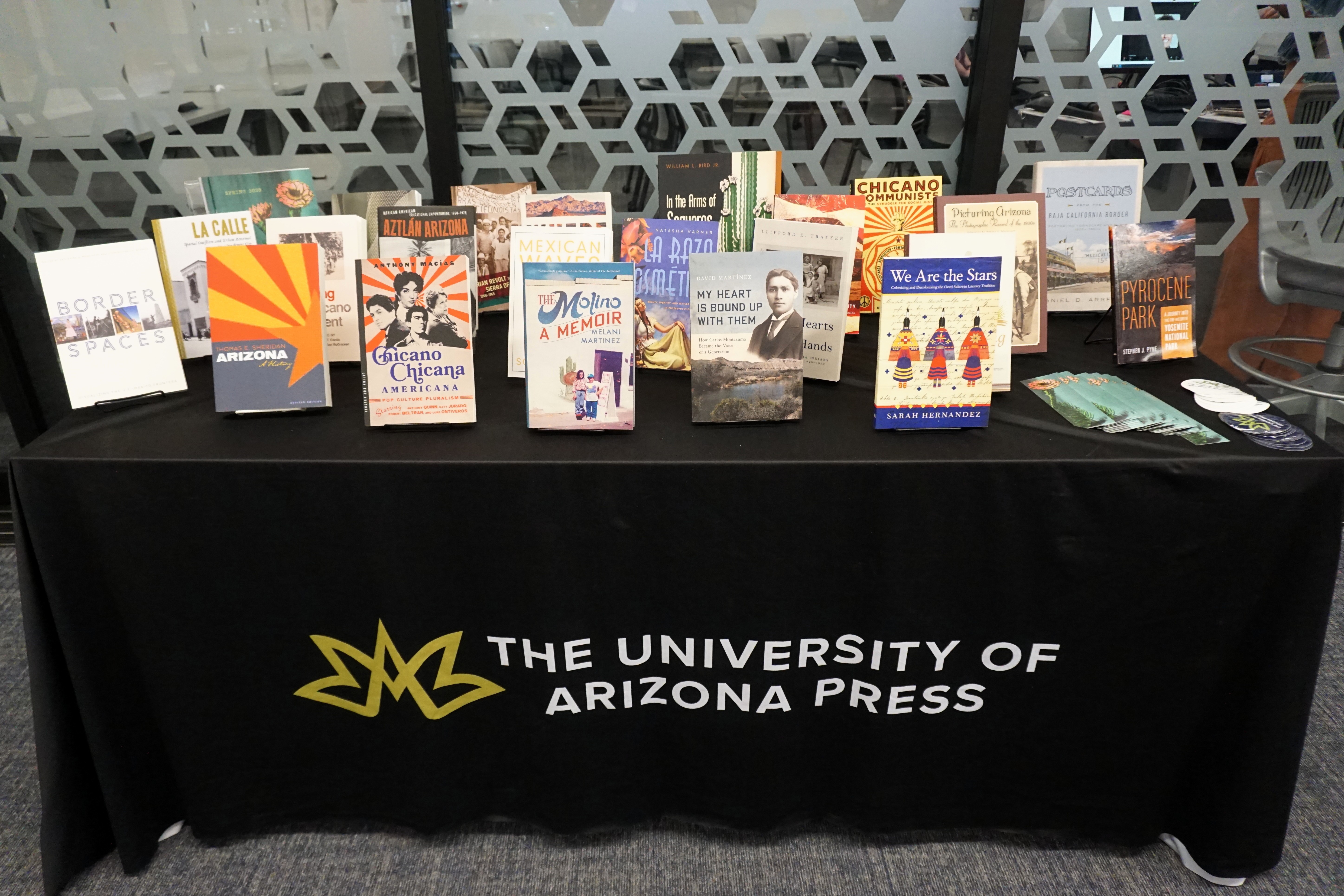 table with books on top