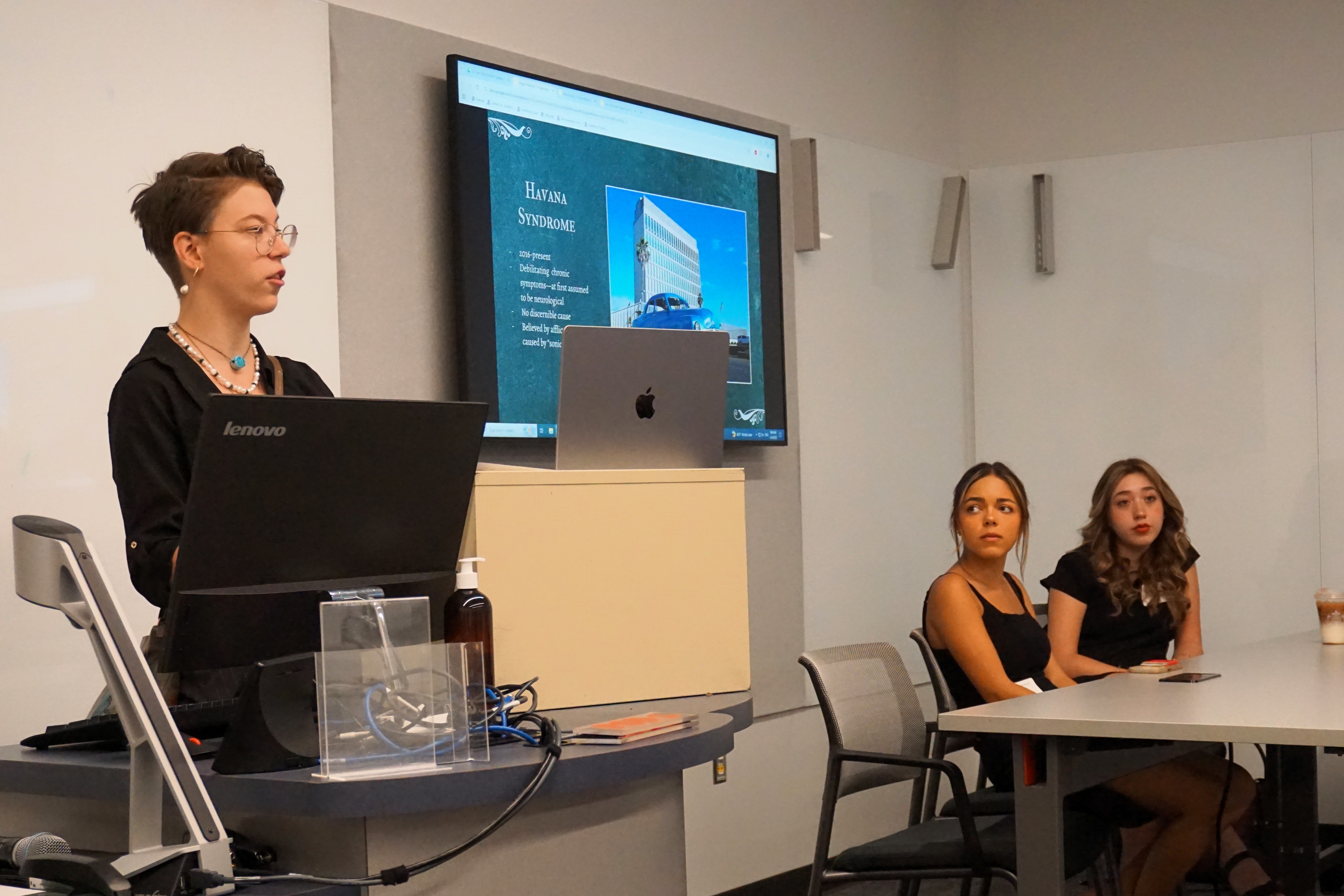 student presenting work
